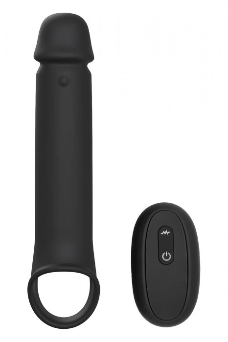 Черная насадка-удлинитель с вибрацией Vibrating Extender With Remote - Dream Toys - в Санкт-Петербурге купить с доставкой