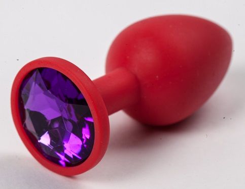 Красная силиконовая пробка с фиолетовым кристаллом - 7,1 см. - 4sexdreaM - купить с доставкой в Санкт-Петербурге