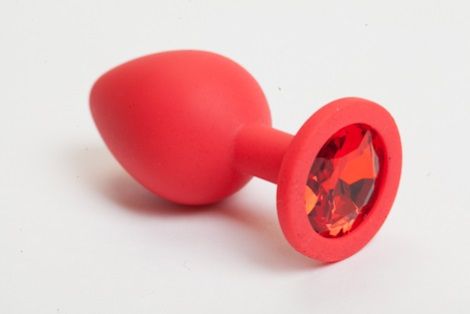 Красная силиконовая пробка с алым стразом - 7,1 см. - 4sexdreaM - купить с доставкой в Санкт-Петербурге