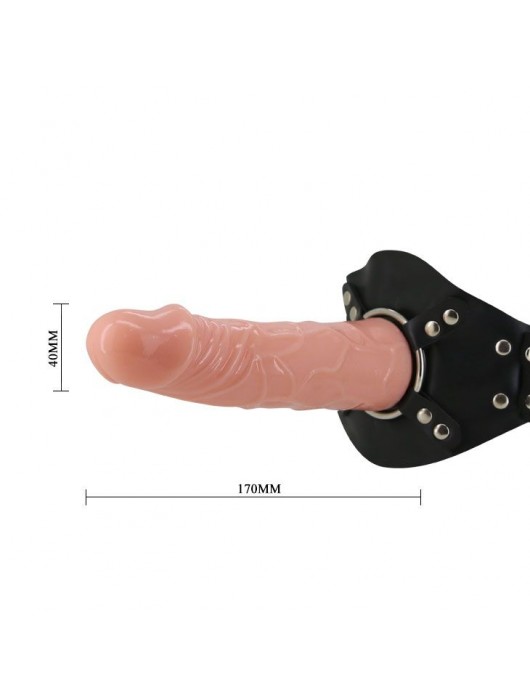 Телесный фаллос с креплением на ногу - 17 см. - Baile - купить с доставкой в Санкт-Петербурге