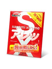 Утолщенный презерватив Sagami Xtreme FEEL LONG с точками - 1 шт. - Sagami - купить с доставкой в Санкт-Петербурге