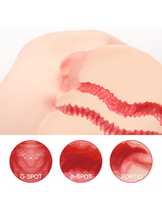 Телесный полуторс с двойным слоем материала и вибрацией Vanilla Onahole Real Vagina - KOKOS - в Санкт-Петербурге купить с доставкой