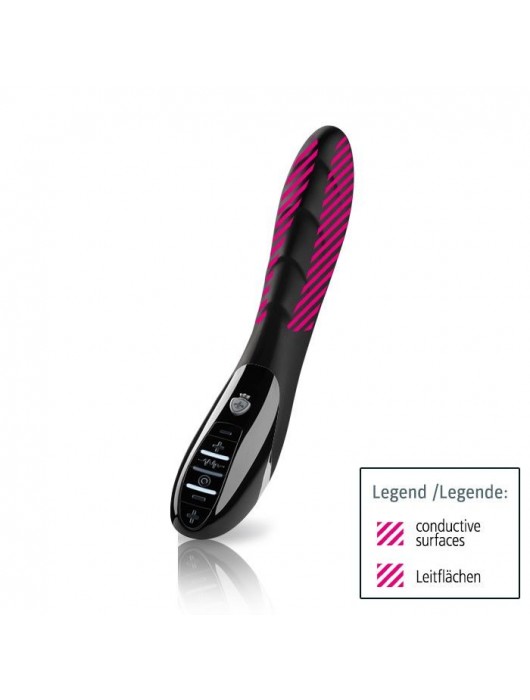 Вибратор с электростимуляцией Sizzling Simon Black Edition - 27 см. - MyStim - купить с доставкой в Санкт-Петербурге