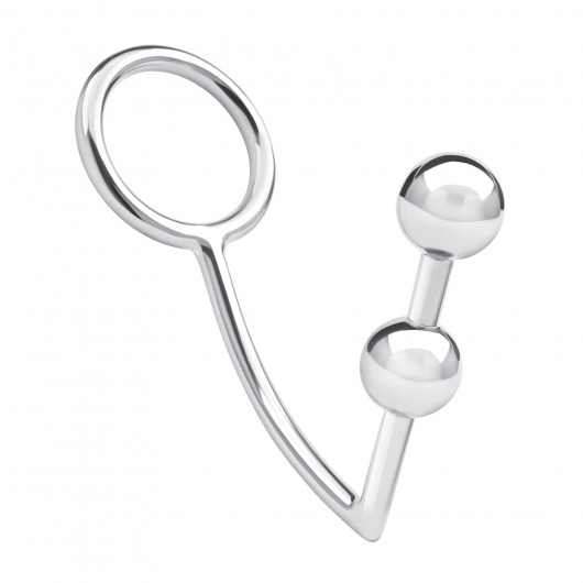Кольцо на пенис с анальным стимулятором Two Bead Stainless Steel Anal Hook   Cock Ring - BlueLine - в Санкт-Петербурге купить с доставкой