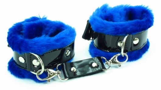 Синие наручники с мехом BDSM Light - БДСМ Арсенал - купить с доставкой в Санкт-Петербурге