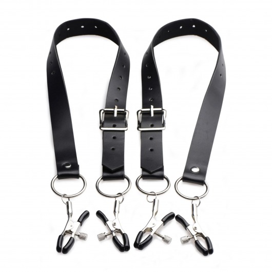 Ремни с зажимами для половых губ Spread Labia Spreader Straps with Clamps - XR Brands - купить с доставкой в Санкт-Петербурге