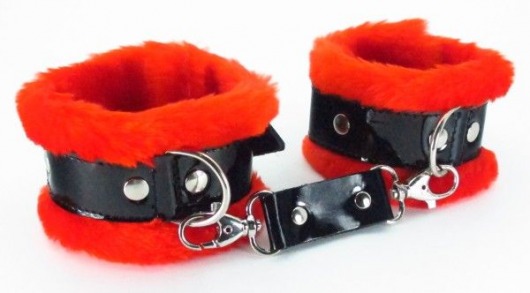 Красные наручники с мехом BDSM Light - БДСМ Арсенал - купить с доставкой в Санкт-Петербурге