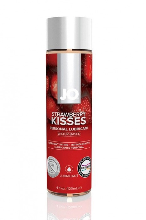 Лубрикант на водной основе с ароматом клубники JO Flavored Strawberry Kiss - 120 мл. - System JO - купить с доставкой в Санкт-Петербурге