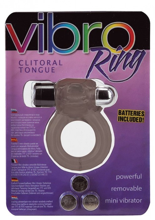 Дымчатое эрекционное кольцо VIBRO RING CLITORAL TONGUE BLACK - Seven Creations - в Санкт-Петербурге купить с доставкой