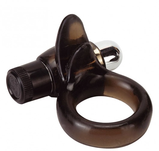 Дымчатое эрекционное кольцо VIBRO RING CLITORAL TONGUE BLACK - Seven Creations - в Санкт-Петербурге купить с доставкой