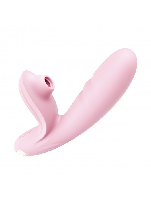 Розовый вибратор Anita с возвратно-поступательными движениями и вакуумом - 21,1 см. - BeYourLover