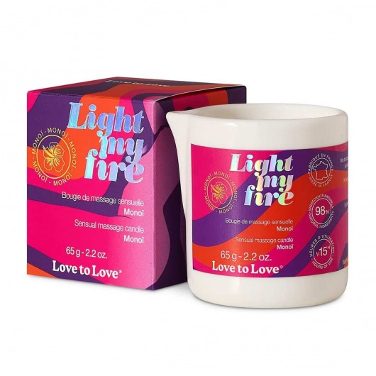 Массажная свеча Light My Fire с ароматом моной - 80 мл. - Love to Love - купить с доставкой в Санкт-Петербурге