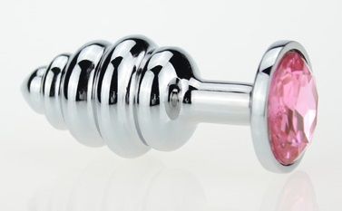 Фигурная анальная пробка с розовым стразом - 7,6 см. - 4sexdreaM - купить с доставкой в Санкт-Петербурге