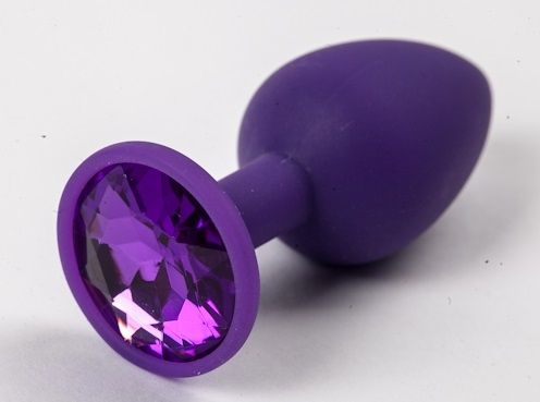 Фиолетовая силиконовая анальная пробка с фиолетовым стразом - 7,1 см. - 4sexdreaM - купить с доставкой в Санкт-Петербурге