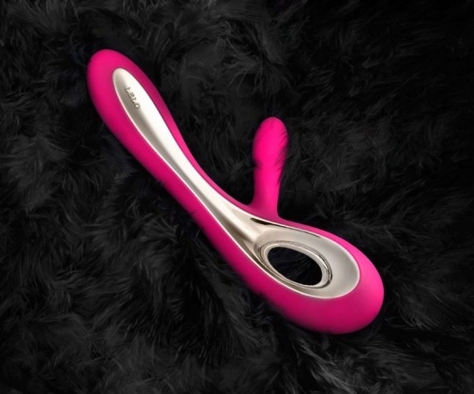 Ярко-розовый вибратор с клиторальным стимулятором Soraya Cerise - 22 см. - Lelo