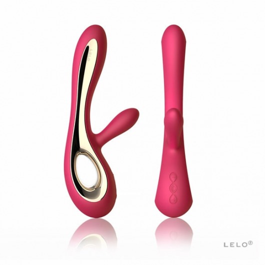 Ярко-розовый вибратор с клиторальным стимулятором Soraya Cerise - 22 см. - Lelo