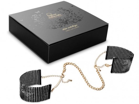 Чёрные дизайнерские наручники Desir Metallique Handcuffs Bijoux - Bijoux Indiscrets - купить с доставкой в Санкт-Петербурге