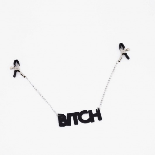 Зажимы на соски с кожаной подвеской Bitch - Crazy Handmade - купить с доставкой в Санкт-Петербурге