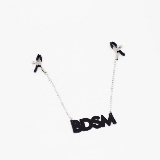 Зажимы на соски с кожаной подвеской BDSM - Crazy Handmade - купить с доставкой в Санкт-Петербурге