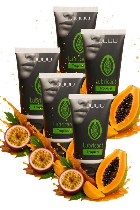 Набор из 5 съедобных лубрикантов JUJU со вкусом тропических фруктов - JuJu - купить с доставкой в Санкт-Петербурге