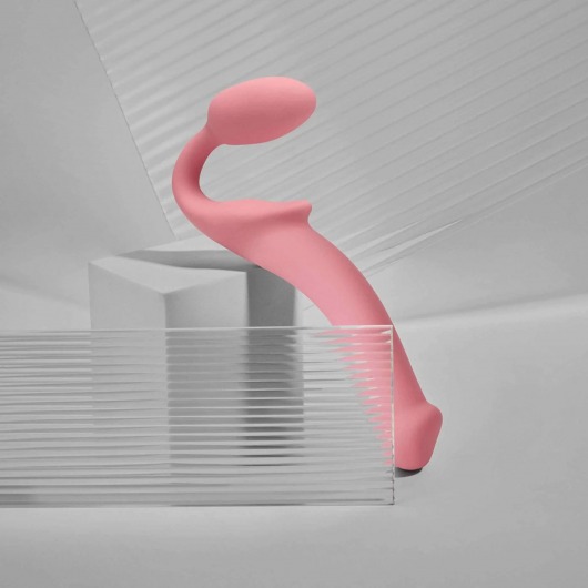 Розовый безремневой страпон Strap-on-me Semi-Realistic Bendable Strap-On size S - Strap-on-me - купить с доставкой в Санкт-Петербурге