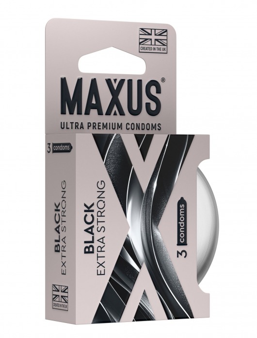 Черные утолщенные презервативы MAXUS Extra Strong с железным кейсом - 3 шт. - Maxus - купить с доставкой в Санкт-Петербурге