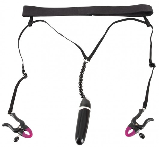 Женские вибростринги с зажимами для половых губ Spreader String with Vibrator - Orion - купить с доставкой в Санкт-Петербурге