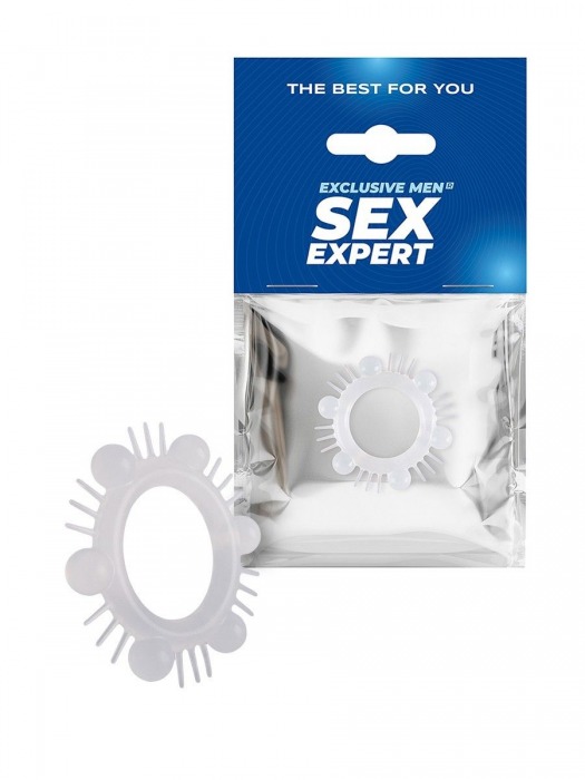 Эластичное эрекционное кольцо с шипиками и шариками - Sex Expert - в Санкт-Петербурге купить с доставкой
