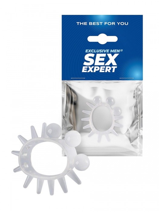 Эластичное эрекционное кольцо с шариками и лучами - Sex Expert - в Санкт-Петербурге купить с доставкой