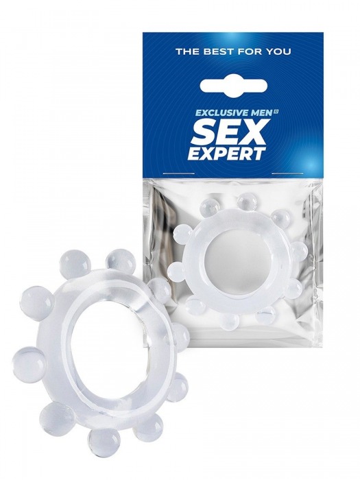 Прозрачное эрекционное кольцо со стимулирующими шариками - Sex Expert - в Санкт-Петербурге купить с доставкой