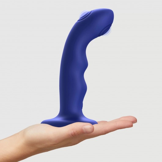 Синяя насадка-стимулятор Strap-On-Me Tapping Dildo Wave - Strap-on-me - купить с доставкой в Санкт-Петербурге