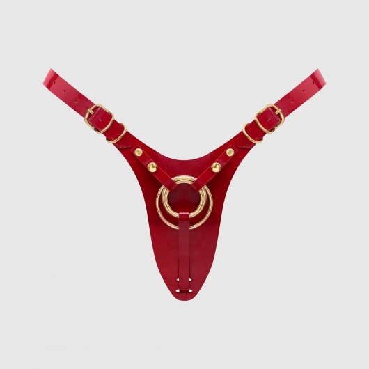 Красный пояс для фиксации насадок Strap-On-Me Leatherette Harness Fabulous - Strap-on-me - купить с доставкой в Санкт-Петербурге