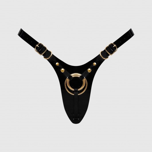 Черный пояс для фиксации насадок Strap-On-Me Leatherette Harness Fabulous - Strap-on-me - купить с доставкой в Санкт-Петербурге