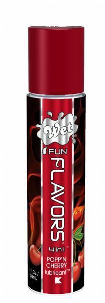 Разогревающий лубрикант Fun Flavors 4-in-1 Popp n Cherry с ароматом вишни - 30 мл. - Wet International Inc. - купить с доставкой в Санкт-Петербурге