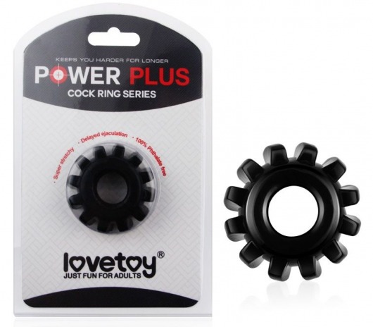 Чёрное эрекционное кольцо для пениса Power Plus - Lovetoy - в Санкт-Петербурге купить с доставкой