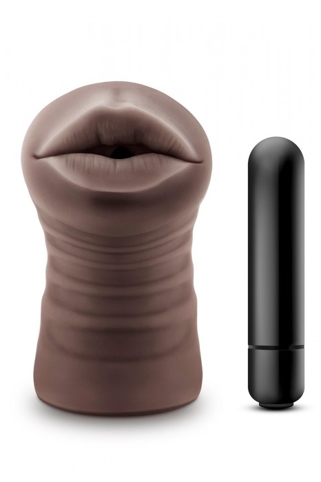 Коричневый мастурбатор-ротик Krystal Vibrating Masturbator - Blush Novelties - в Санкт-Петербурге купить с доставкой