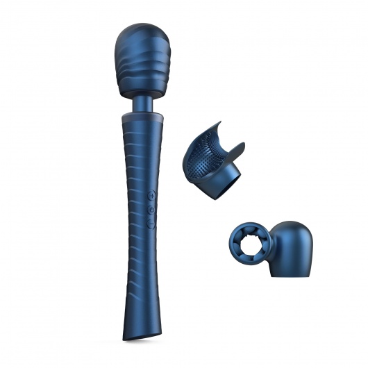Синий вибромассажёр с насадками Man.wand Edgy - Manwan - в Санкт-Петербурге купить с доставкой