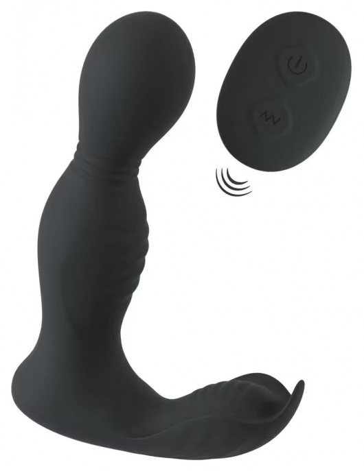 Черная анальная пробка с вибрацией, вращением и пультом ДУ RC Butt Plug with 2 Functions - Orion - в Санкт-Петербурге купить с доставкой