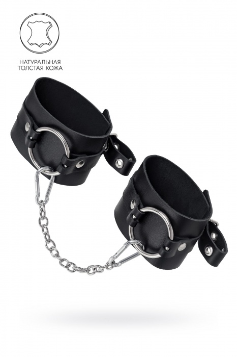 Черные оковы из толстой кожи с люверсами - Pecado - купить с доставкой в Санкт-Петербурге