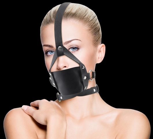 Чёрный кожаный кляп Leather Mouth Gag - Shots Media BV - купить с доставкой в Санкт-Петербурге