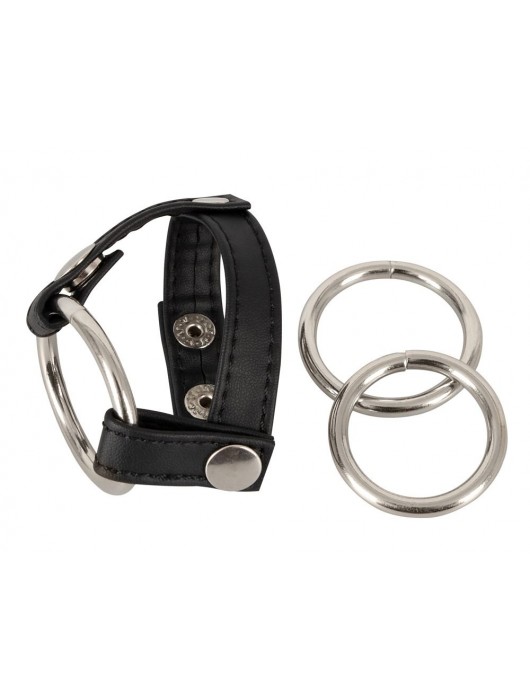 Подхват для мошонки с 3 съемными эрекционными кольцами Leder-Riemen - Orion - в Санкт-Петербурге купить с доставкой