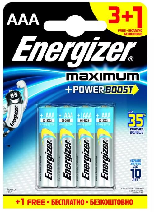 Батарейки Energizer MAX типа E92/AAA - 4 шт. (3+1 в подарок) - Energizer - купить с доставкой в Санкт-Петербурге