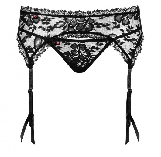 Кружевной пояс для чулок Catia в комплекте с трусиками-стринг - Obsessive купить с доставкой