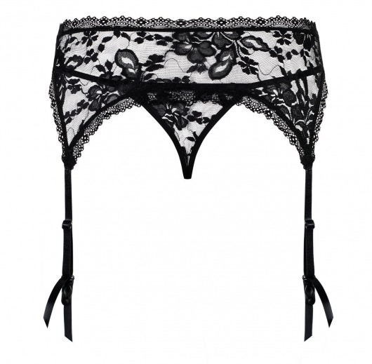 Кружевной пояс для чулок Catia в комплекте с трусиками-стринг - Obsessive купить с доставкой