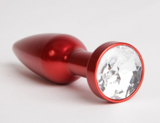 Большая красная анальная пробка с прозрачным стразом - 11,2 см. - 4sexdreaM - купить с доставкой в Санкт-Петербурге