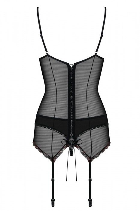 Полупрозрачный корсаж Musca с бордовым кружевом - Obsessive купить с доставкой