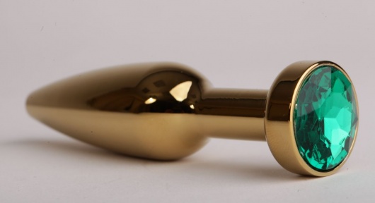 Золотистая анальная пробка с зеленым кристаллом - 11,2 см. - 4sexdreaM - купить с доставкой в Санкт-Петербурге