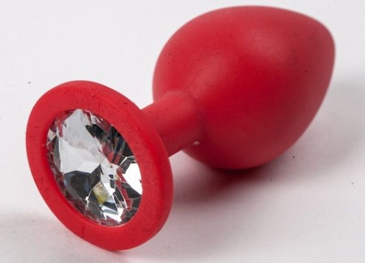 Красная силиконовая пробка с прозрачным кристаллом - 9,5 см. - 4sexdreaM - купить с доставкой в Санкт-Петербурге