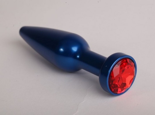 Синяя анальная пробка с красным кристаллом - 11,2 см. - 4sexdreaM - купить с доставкой в Санкт-Петербурге