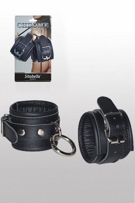 Кожаные наручники с круглым карабином Sitabella Chrome Collection - Sitabella - купить с доставкой в Санкт-Петербурге